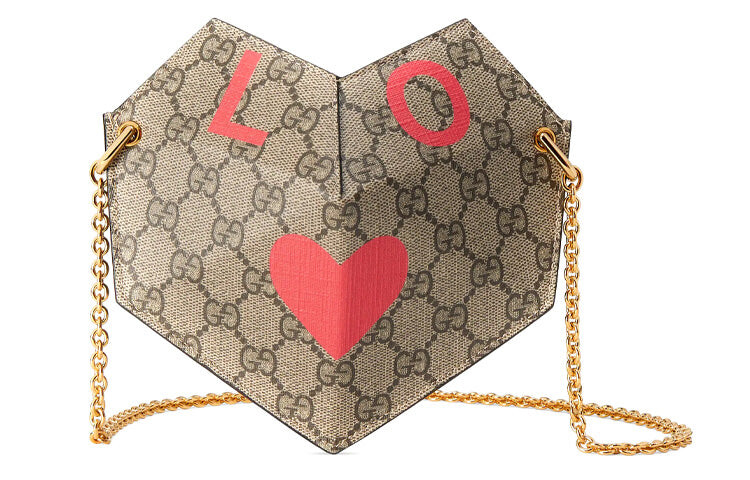 

Сумка Gucci Valentine's Day Heart GG Supreme маленькая, коричневый/красный