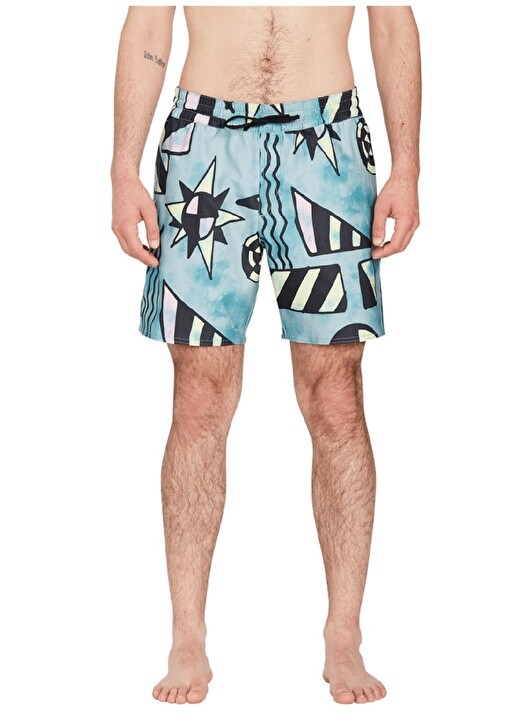 

Синий мужской купальник с короткими шортами Volcom