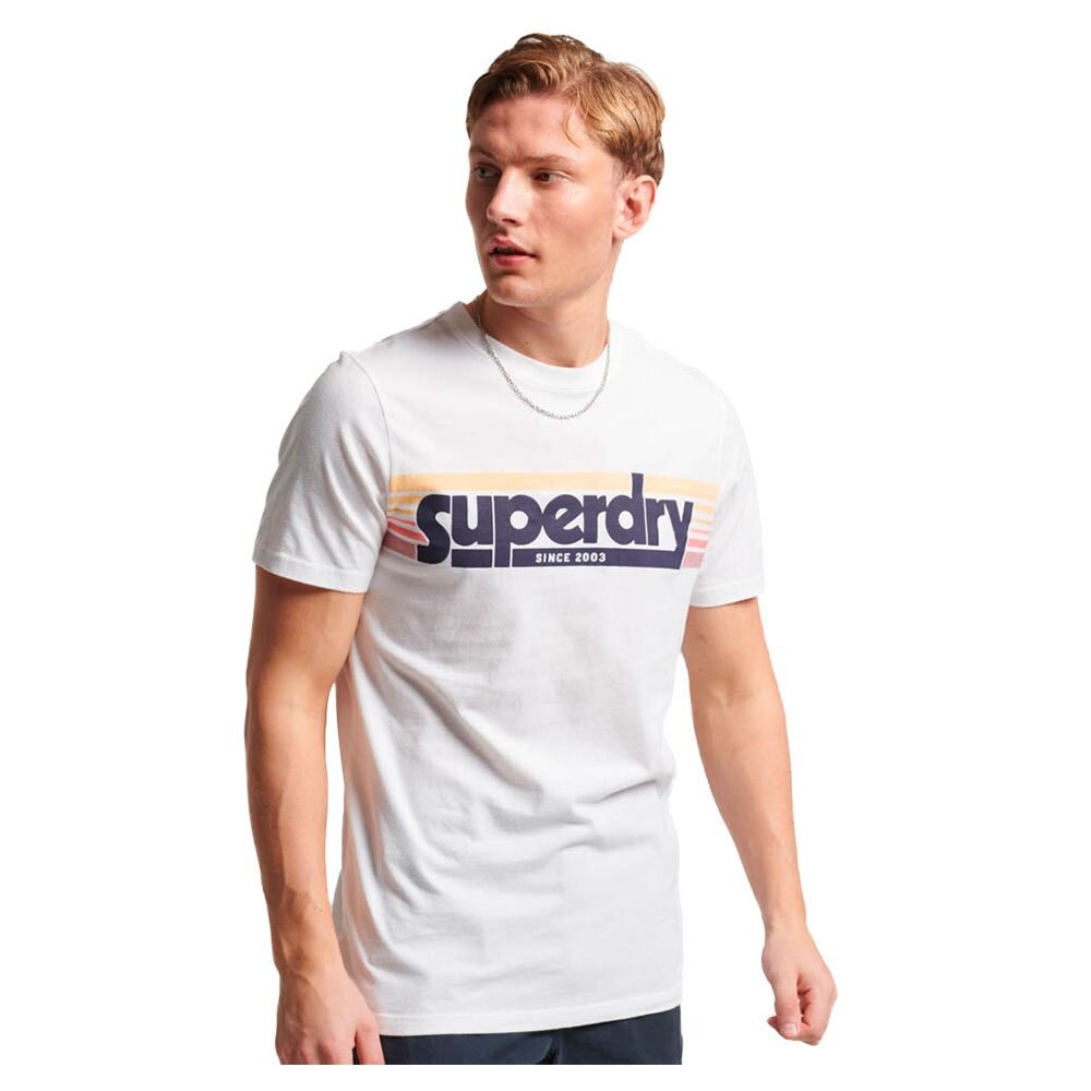 

Футболка Superdry Terrain Striped Logo Short Sleeve Round Neck, белый