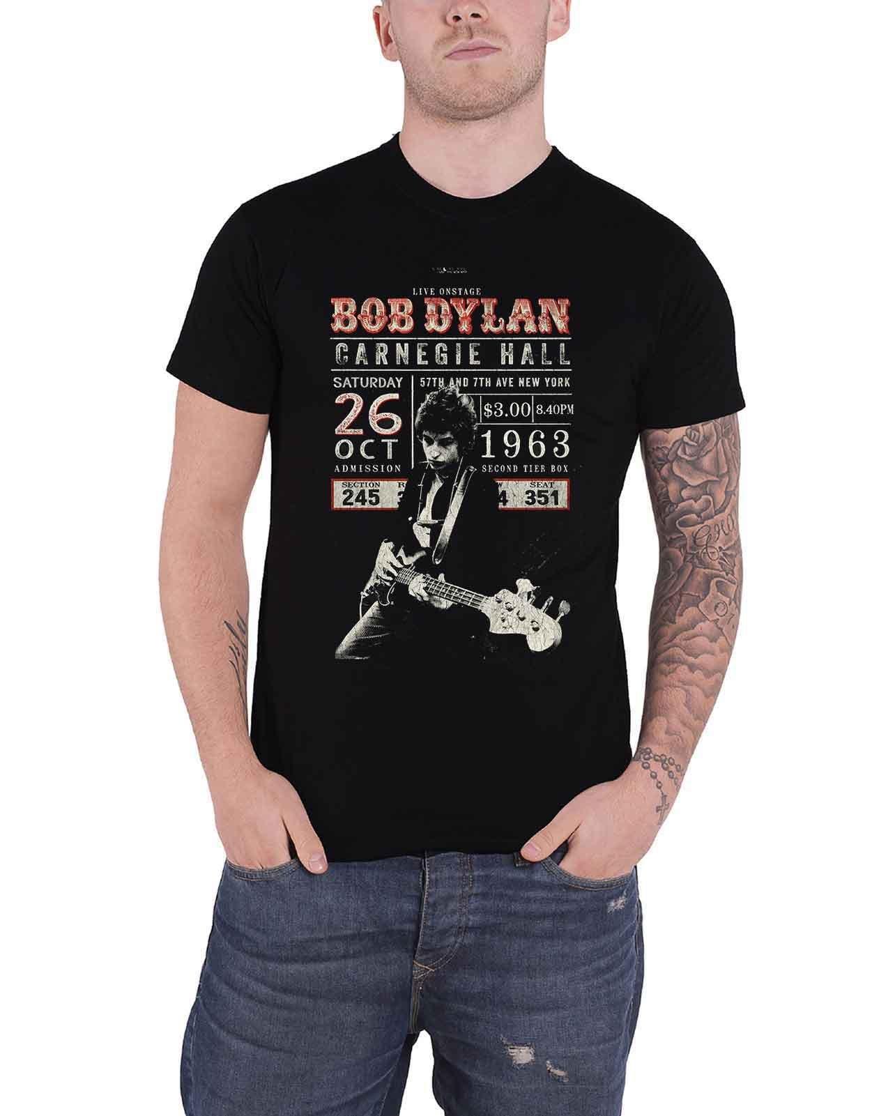 цена Эко-футболка с плакатом Карнеги-холла 1963 года Bob Dylan, черный