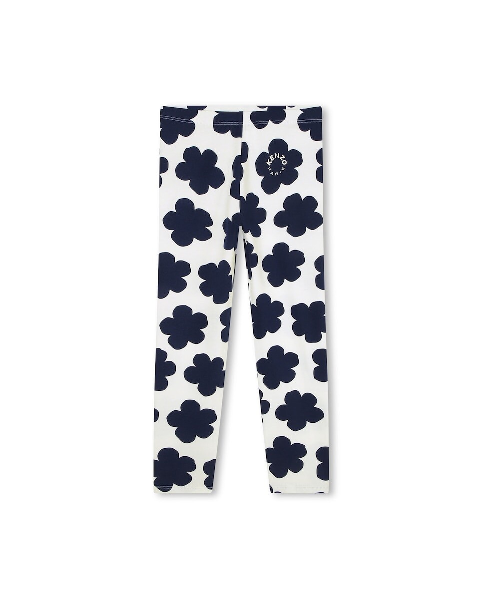 

Легинсы с принтом для девочки и эластичной резинкой на талии Kenzo, белый