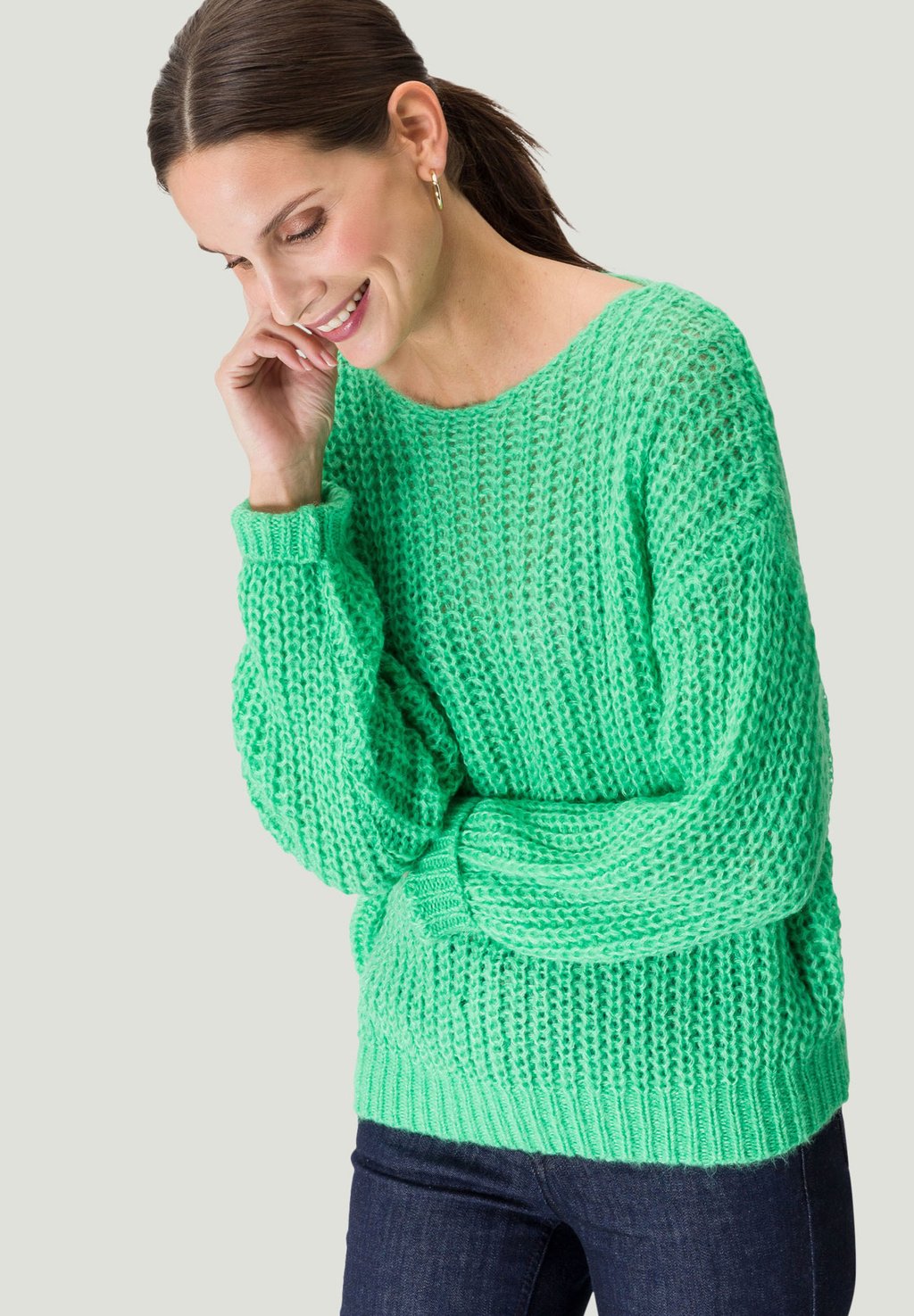 Вязаный свитер RUNDHALSSAUSSCHNITT zero, цвет bright green melange