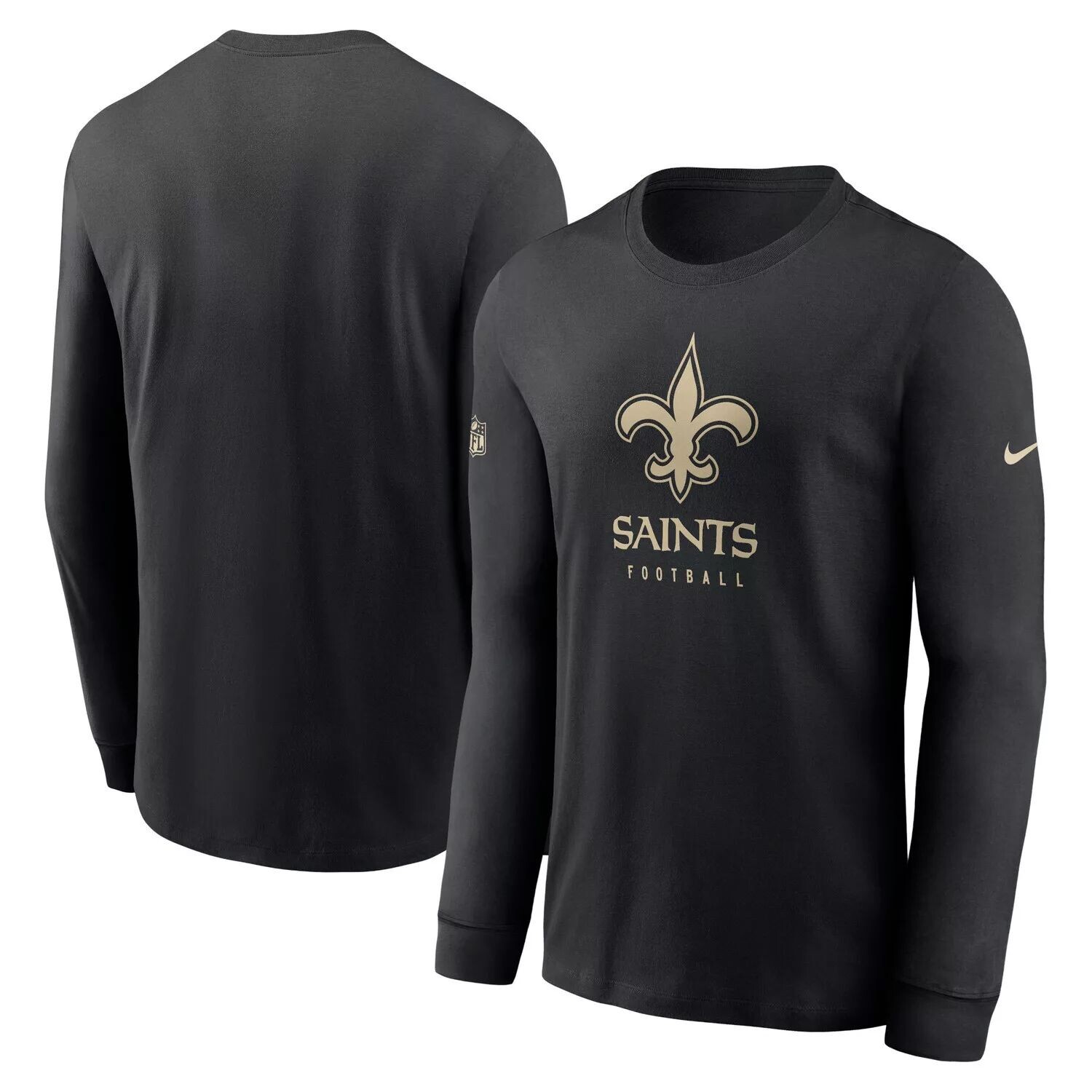

Мужская черная футболка с длинным рукавом New Orleans Saints Sideline Performance Nike, Черный