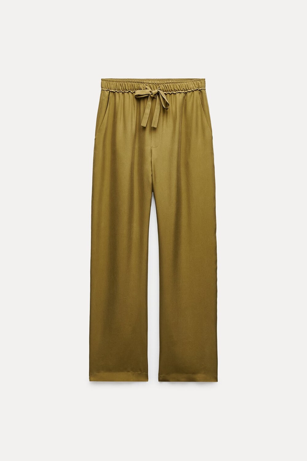 

Брюки из 100% шелка ZARA, оливково-зеленый