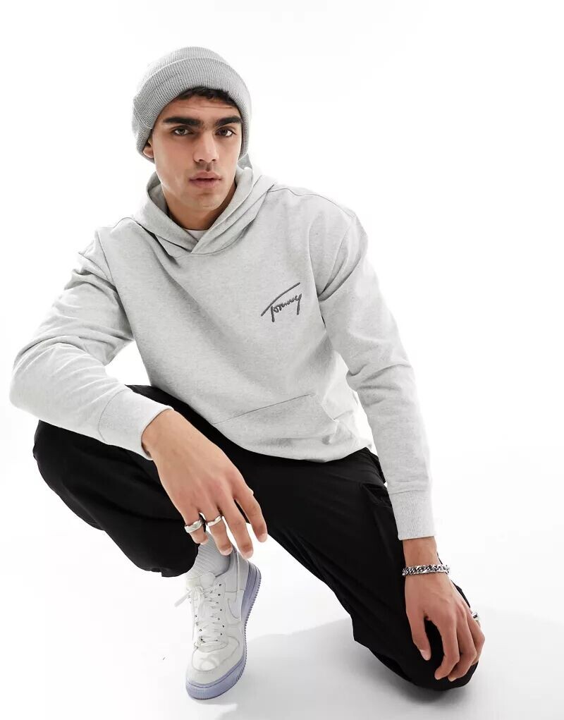 

Серая толстовка свободного кроя с фирменным логотипом Tommy Jeans
