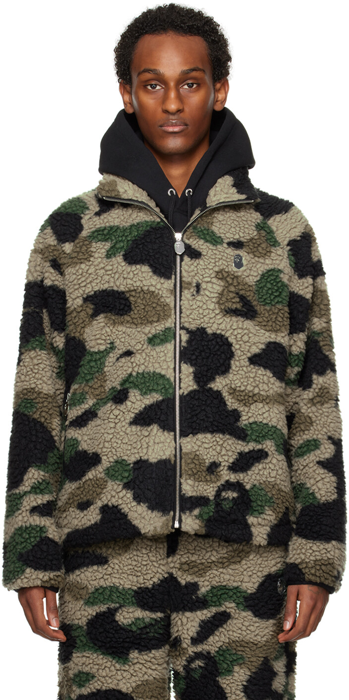 

Зеленая одноточечная куртка 1st Camo с металлической головой обезьяны Bape