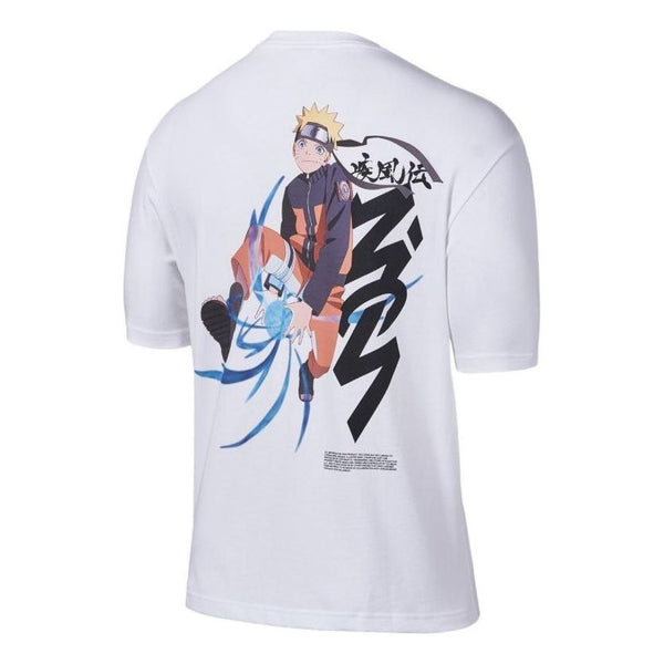 Футболка Air Jordan Zion 1 x Naruto Crossover Naruto Uzumaki Printing Round Neck Short Sleeve Unisex White, белый
