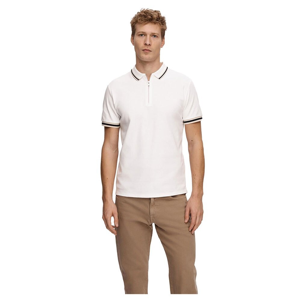 

Поло с коротким рукавом Selected Slim-Toulouse Detail, бежевый