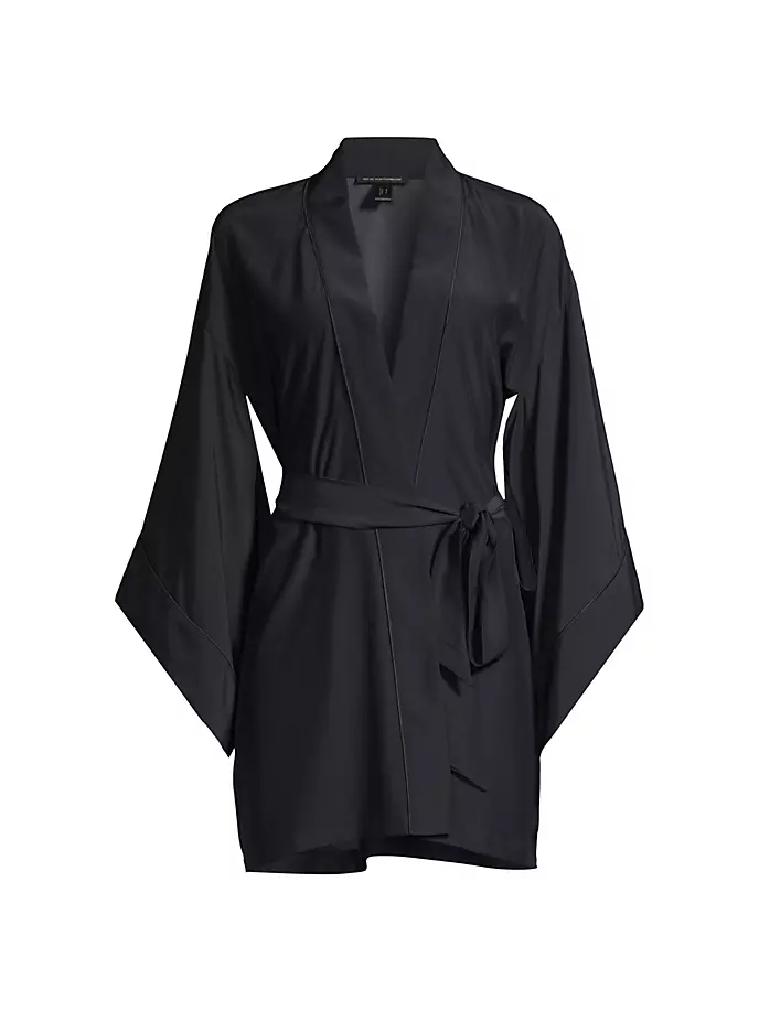 Шелковый халат в стиле кимоно Kiki De Montparnasse, черный