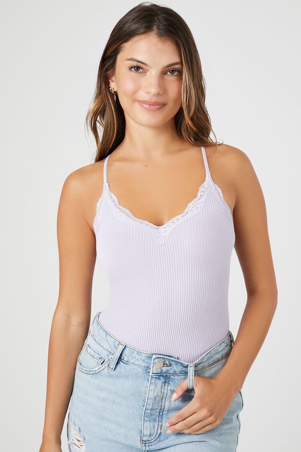 

Бесшовное боди с кружевной отделкой Forever 21
