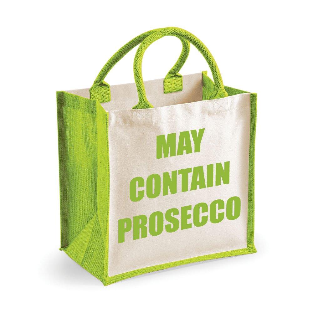Средняя зеленая джутовая сумка может содержать просекко 60 SECOND MAKEOVER, зеленый