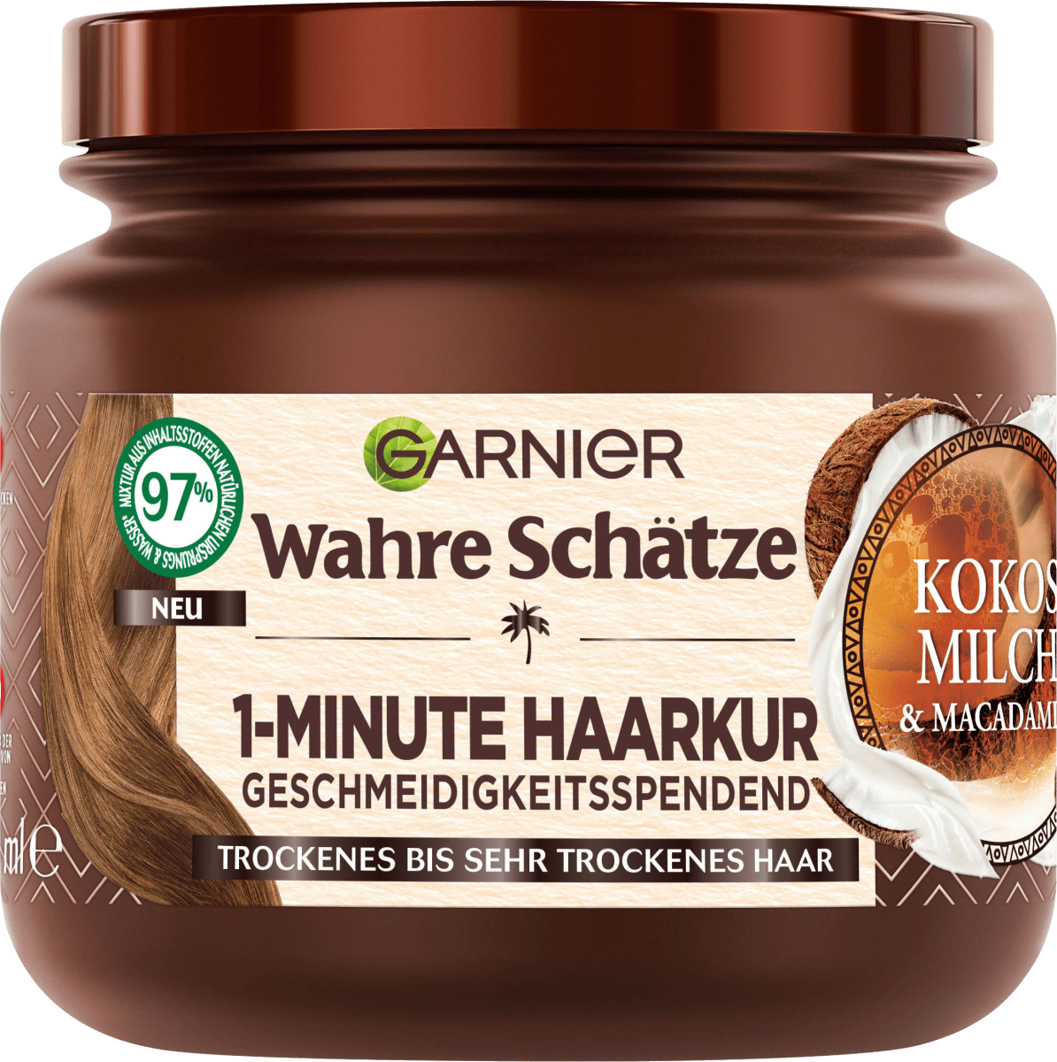 Уход за волосами 1 минута с кокосовым молоком и усилителем Макадамия 340мл Wahre Schätze