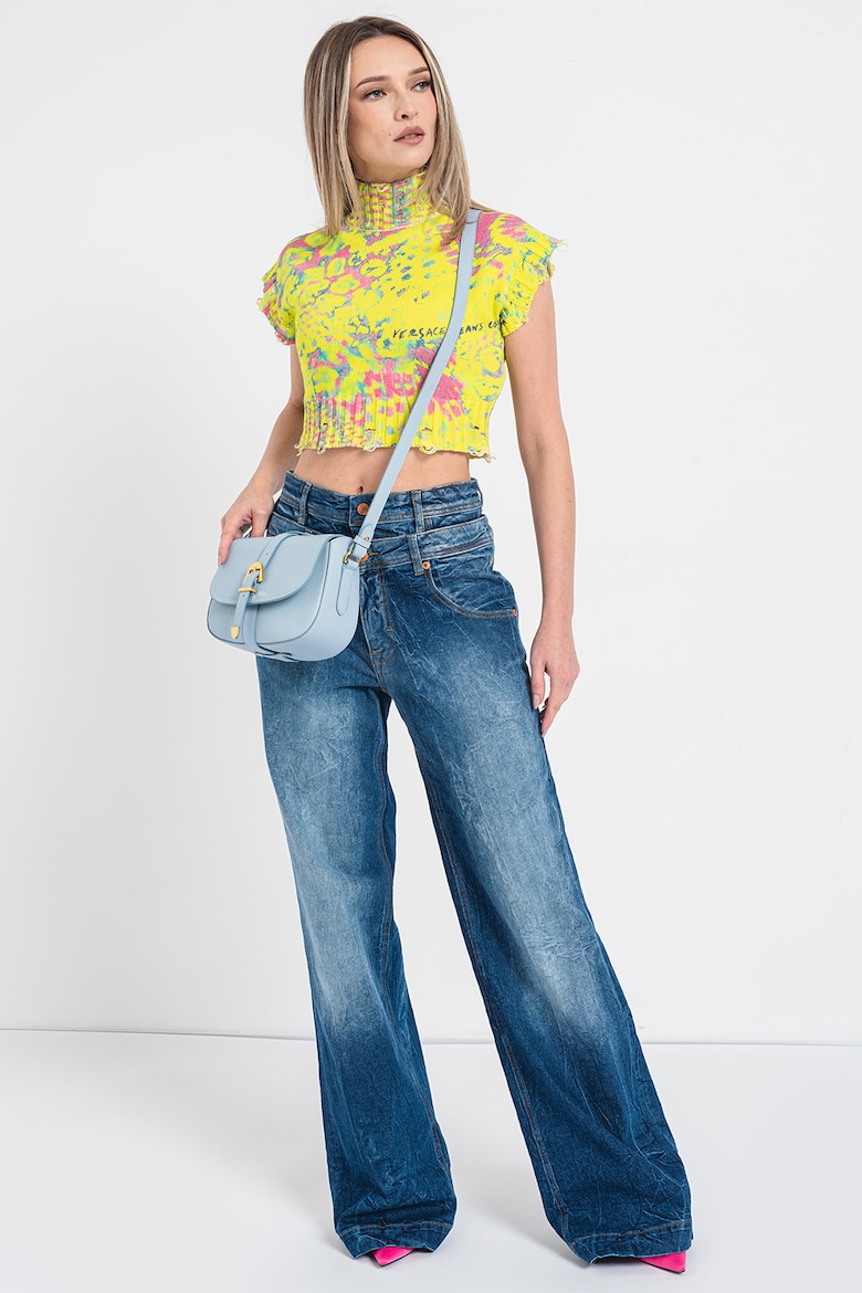 Короткая блузка с принтом Versace Jeans Couture, фуксия