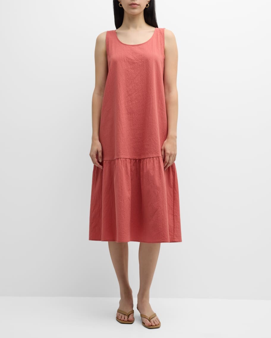 

Платье миди с мятым вырезом без рукавов и круглым вырезом Eileen Fisher