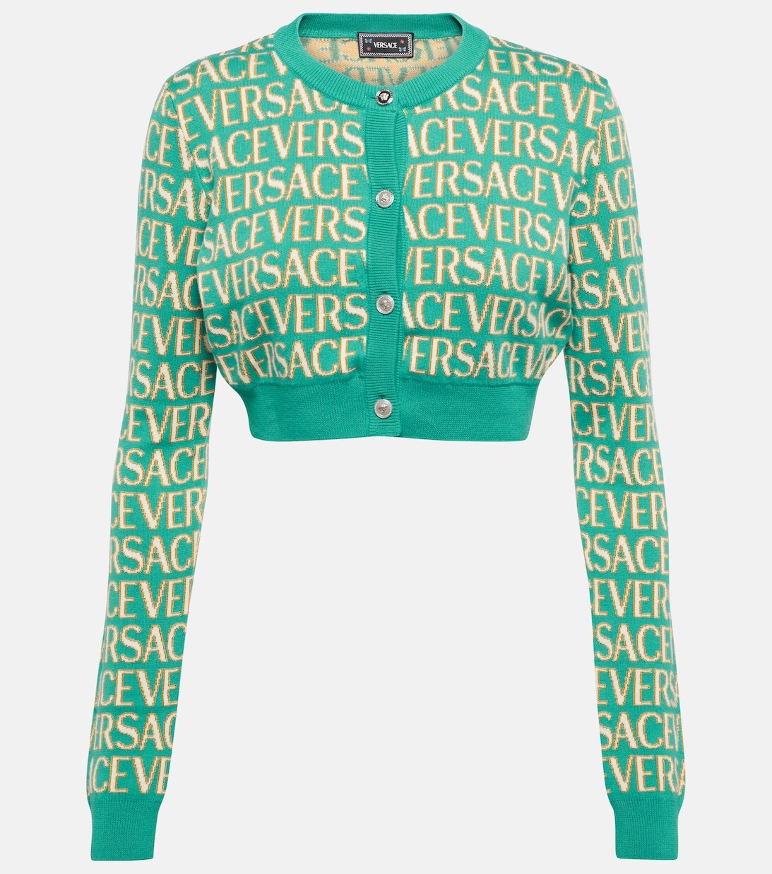 

Укороченный кардиган из смесового хлопка Versace Allover VERSACE, синий