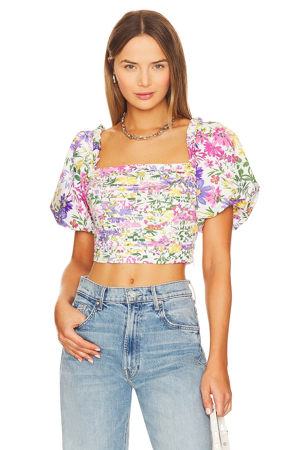 

Топ ASTR the Label Lin, цвет Pink & Yellow Multi Floral