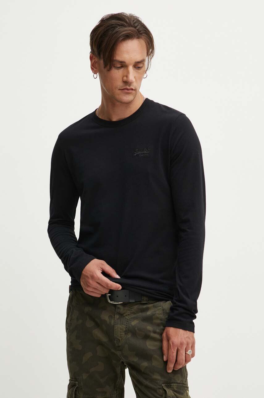 

Хлопковый топ с длинными рукавами Superdry, черный