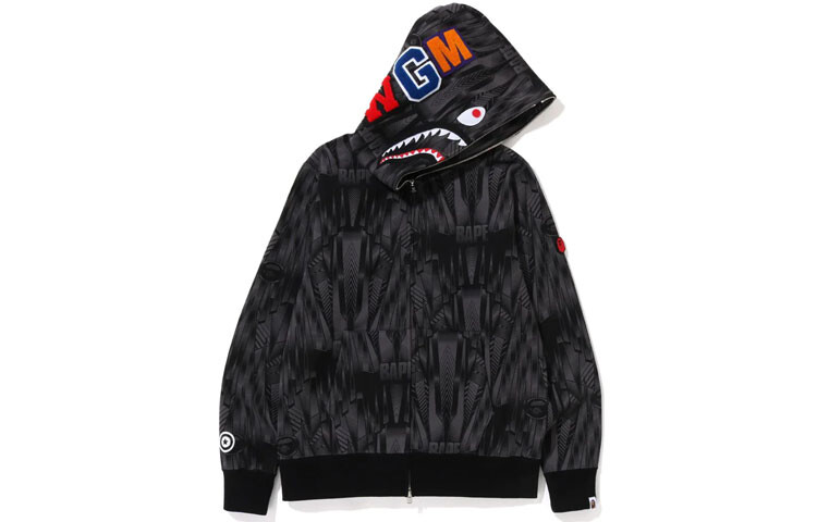 

Толстовка с капюшоном BAPE Speed Racer Shark на молнии A Bathing Ape, черный