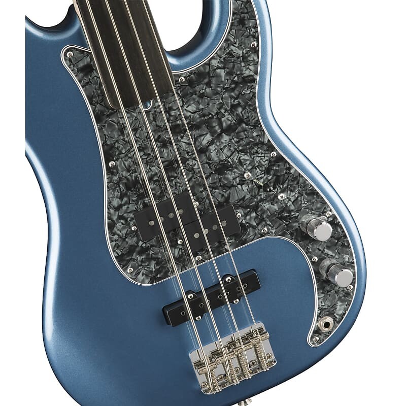 

Басс гитара Fender Tony Franklin Fretless Precision Bass w/Hipshot Drop-D Xtender - Lake Placid Blue