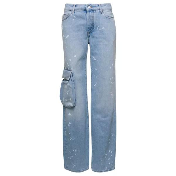 

Джинсы light jeans with cargo pocket and paint stain Off-White, синий