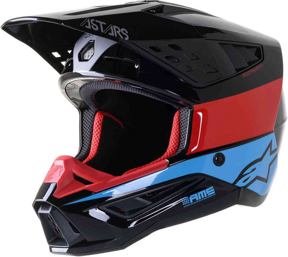 SM5 Bond Мотокроссовый шлем Alpinestars, черный/красный/синий