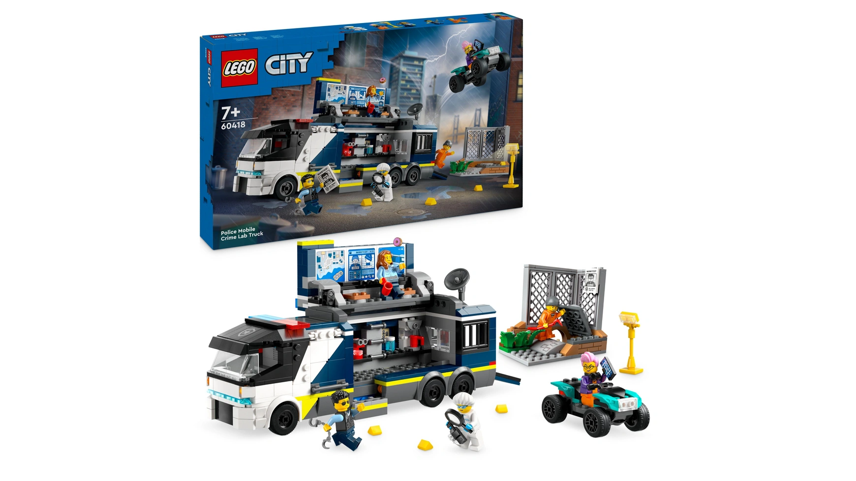 Lego City Полицейский грузовик с лабораторией, полицейский набор с игрушечным грузовиком конструктор lego city 60313 грузовик с аттракционом космические горки