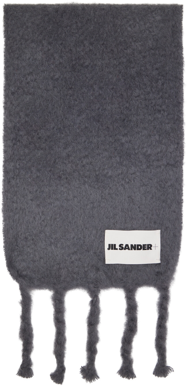 

Серый шарф с бахромой Jil Sander