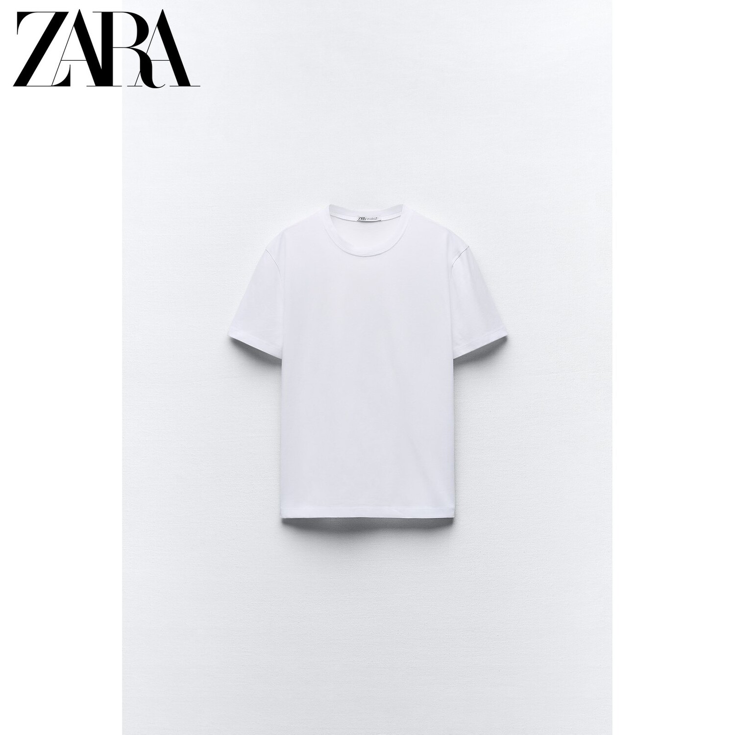

Футболка женская Zara с круглым вырезом и короткими рукавами, белый, Серый, Футболка женская Zara с круглым вырезом и короткими рукавами, белый