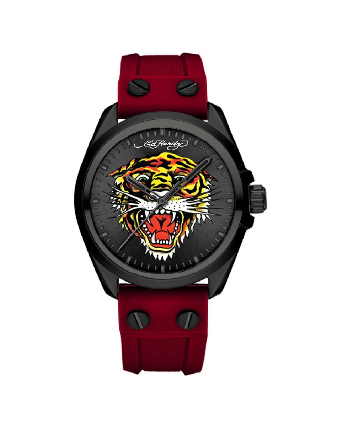 

Мужские часы с матовым красным силиконовым ремешком, 46 мм Ed Hardy