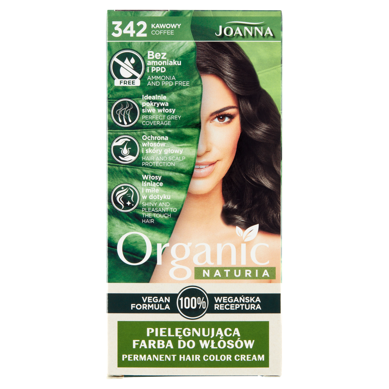 Краска для волос 342 кофе Joanna Naturia Organic, 1 упаковка joanna краска для волос joanna organic naturia тон 342 кофейный
