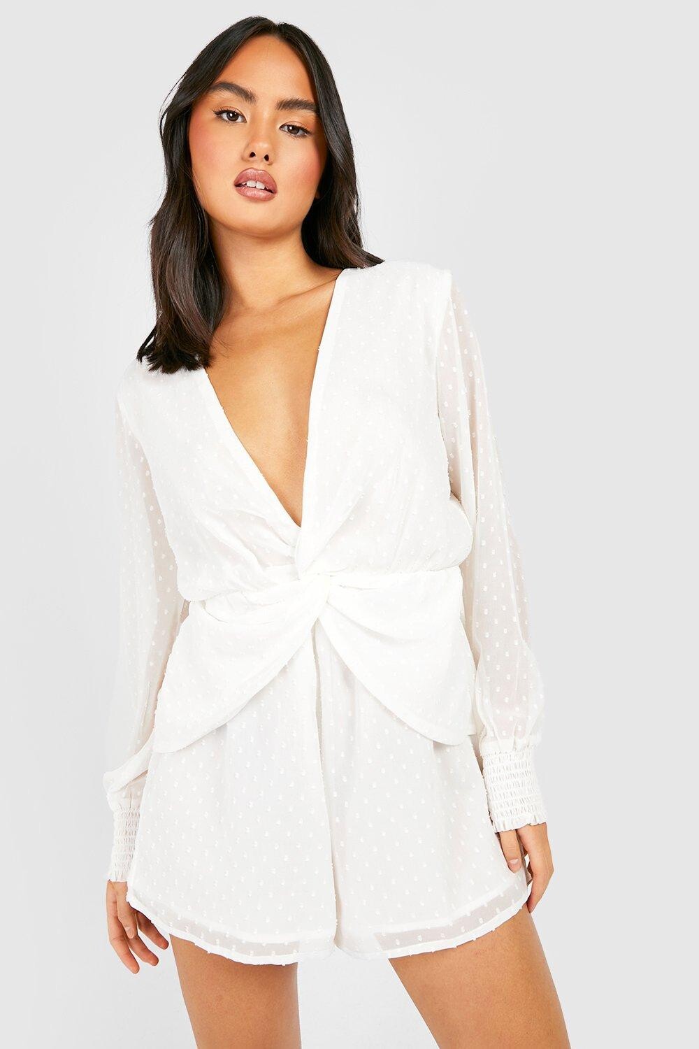 

Комбинезон из шифона добби с рюшами Boohoo, белый