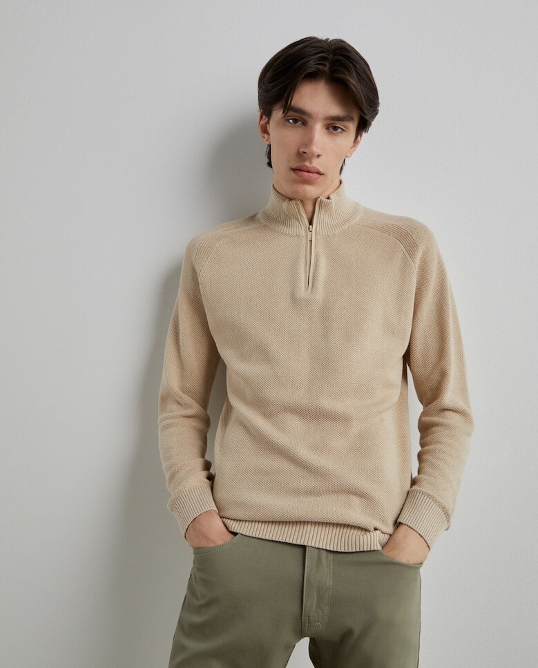 

Мужской однотонный свитер с воротником на молнии Easy Wear