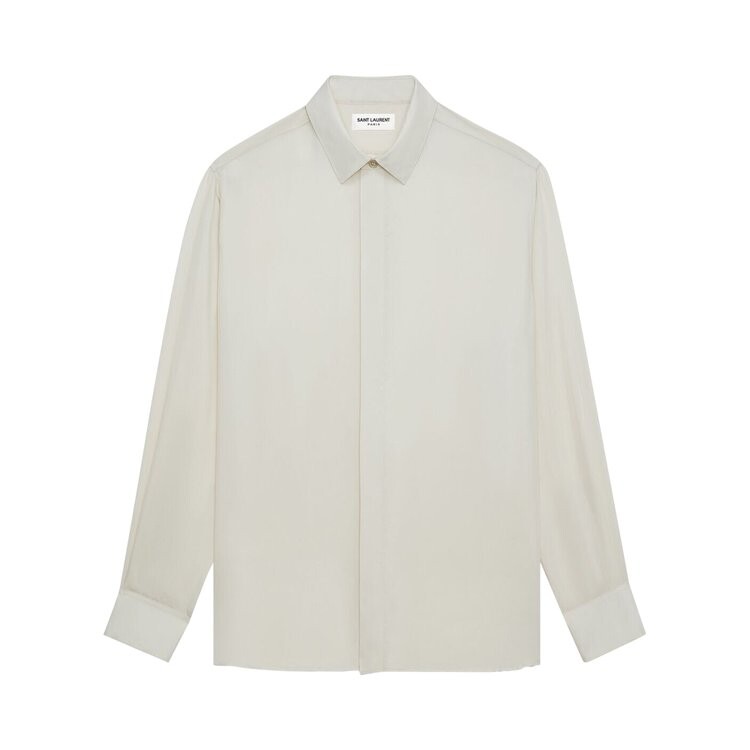 

Рубашка Saint Laurent Twill Long-Sleeve 'Eggshell', белый, Серый