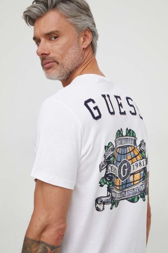

Хлопковая футболка Guess, белый