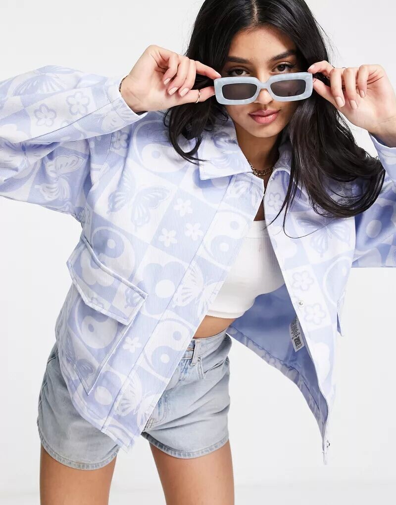 

Синяя Куртка со вставками из парусины ASOS