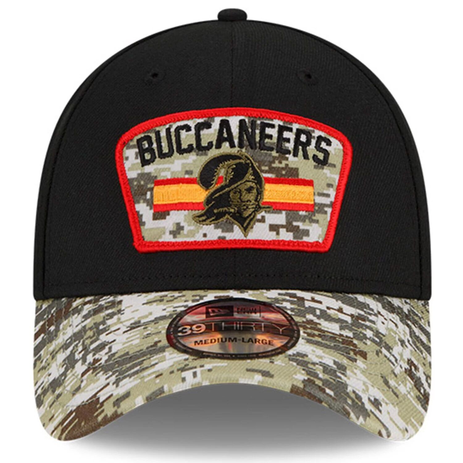 

Мужская кепка New Era Black/Camo Tampa Bay Buccaneers 2021 Salute To Service Historic Logo 39THIRTY Flex Hat