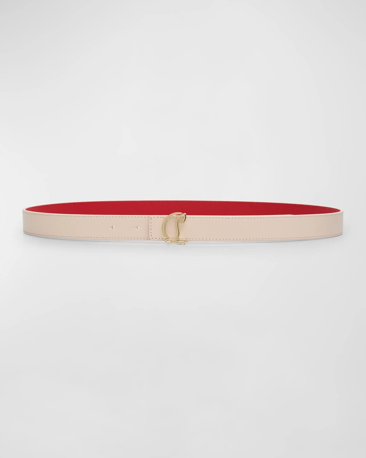 

Кожаный ремень с логотипом CL Christian Louboutin, цвет Leche/Gold