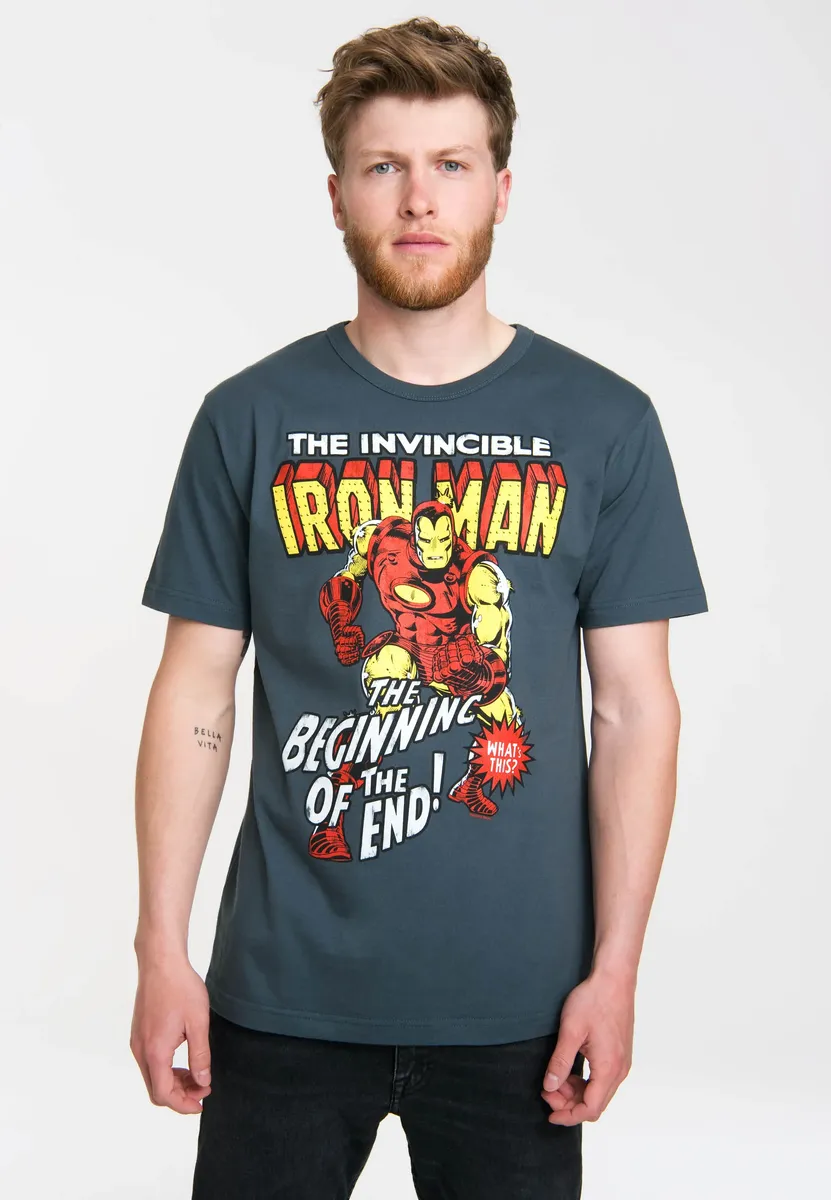 

Футболка Logoshirt "Iron Man Logo - Marvel", с ретро-принтом, цвет Blau-Mehrfarbig