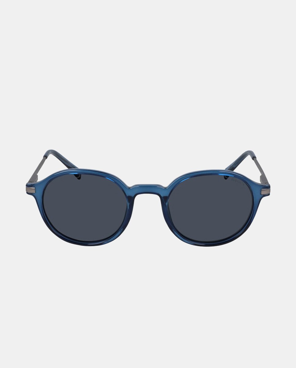Солнцезащитные очки в круглой оправе полупрозрачного синего цвета с металлическими дужками Nautica, синий
