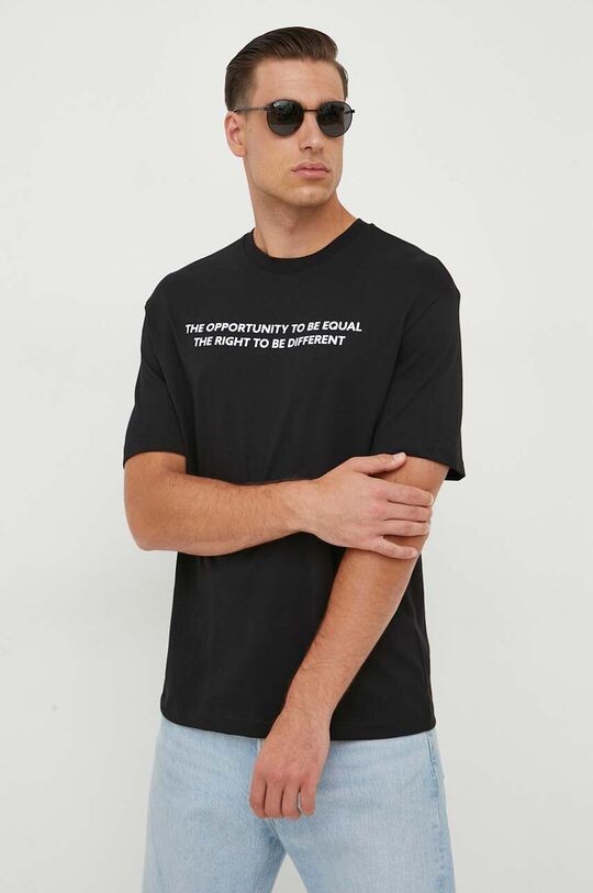 

Хлопковая футболка United Colors of Benetton, черный