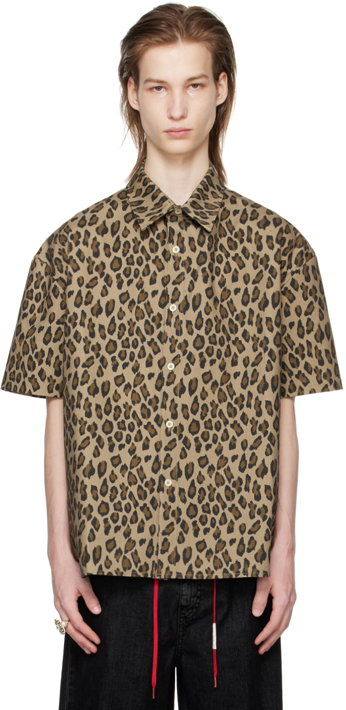 Коричневая рубашка с леопардовым принтом Bluemarble цена и фото