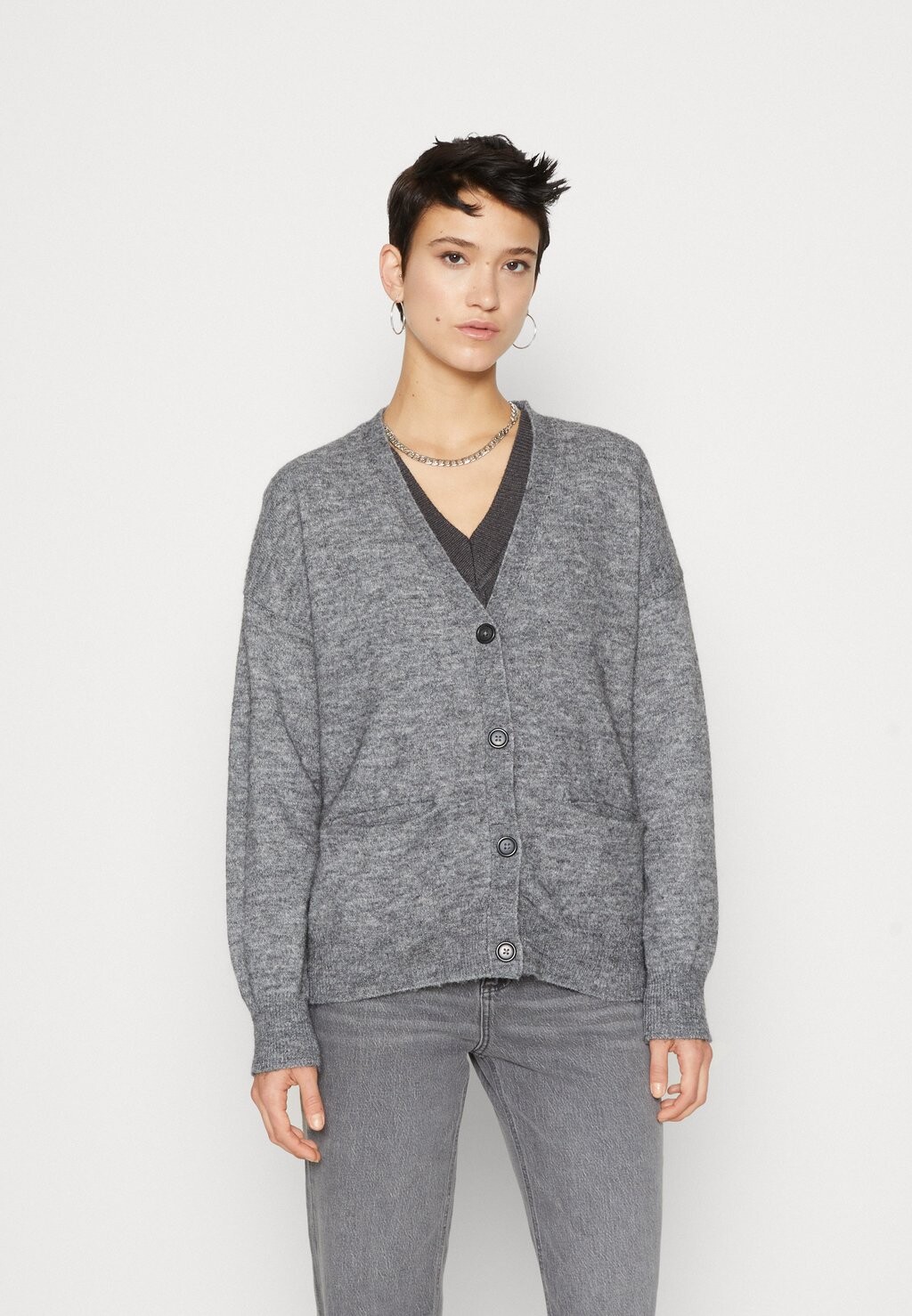 

Кардиган Object ОБЖМИННА L/S NOOS, цвет dark grey melange