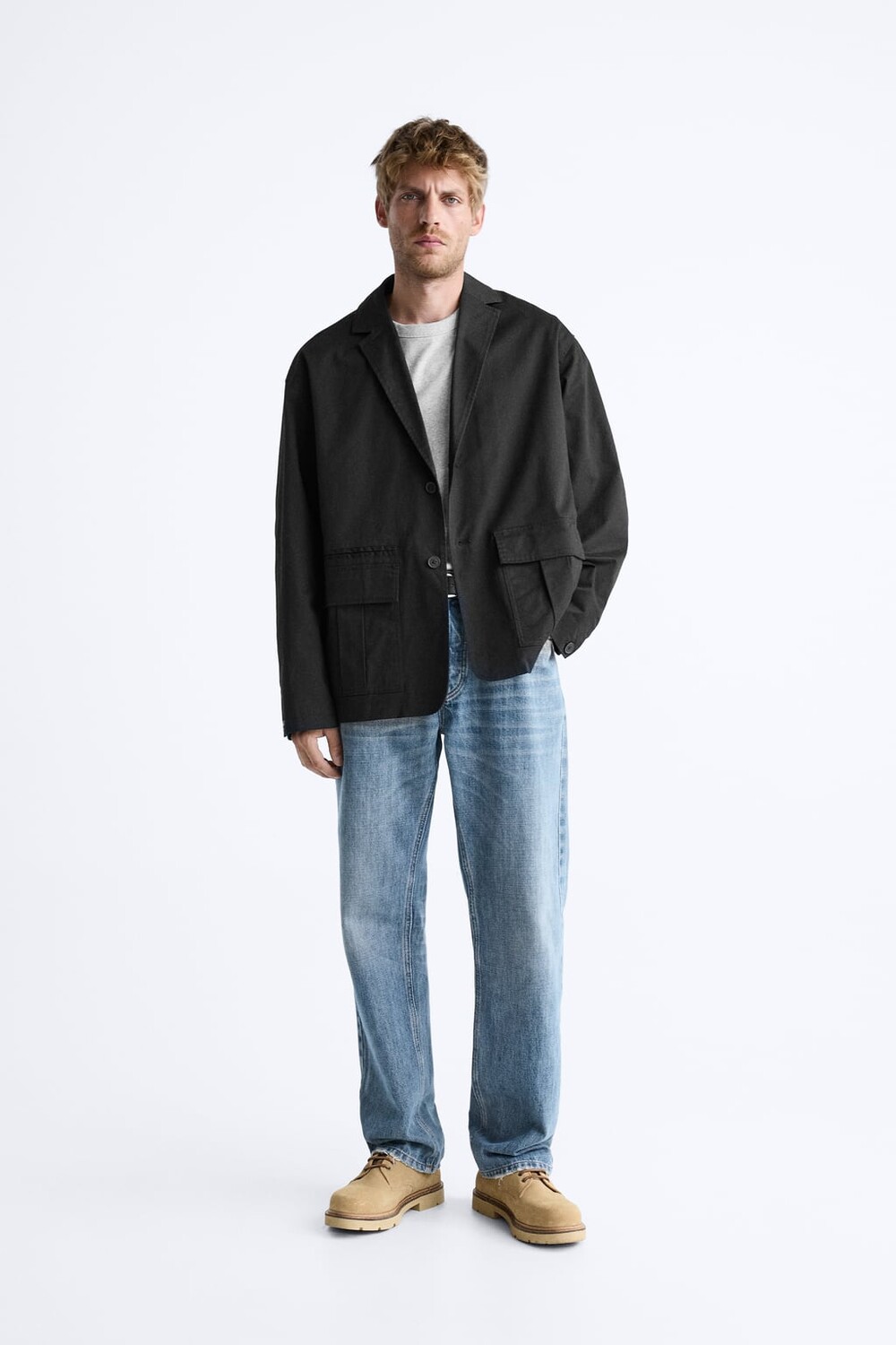 

Блейзер с карманами ZARA, черный