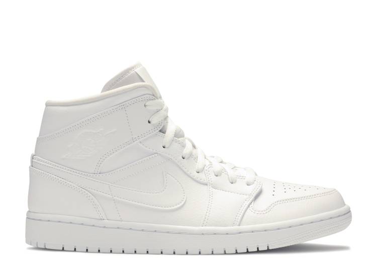 

Кроссовки AIR JORDAN 1 MID 'TRIPLE WHITE', белый, Белый;серый