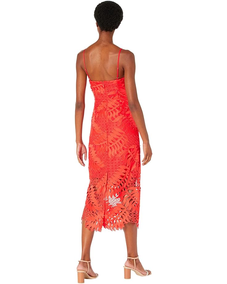 цена Платье MILLY Emmett Tropical Palm Lace Dress, коралловый