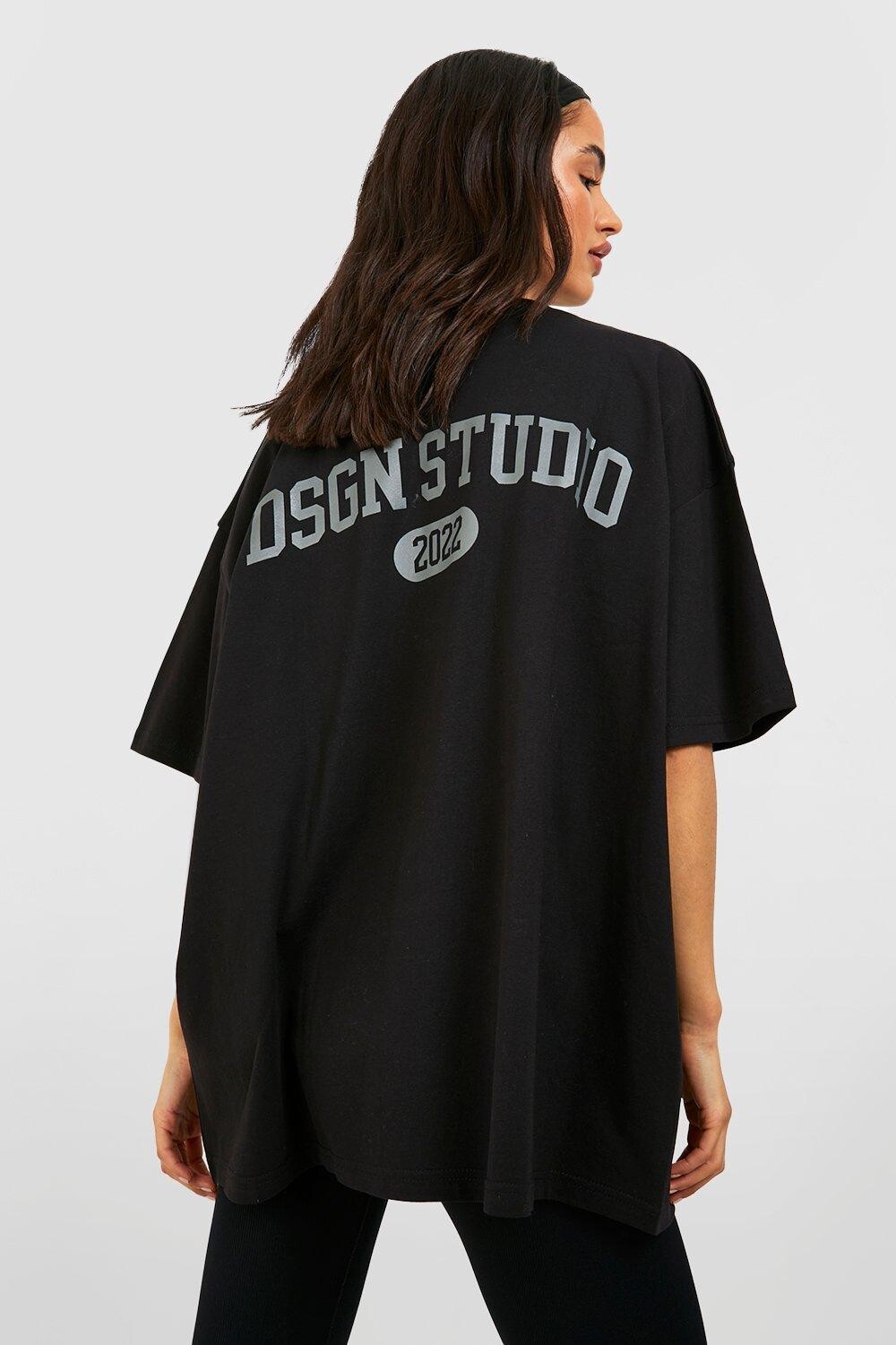 

Футболка оверсайз с принтом на спине dsgn studio Boohoo, черный
