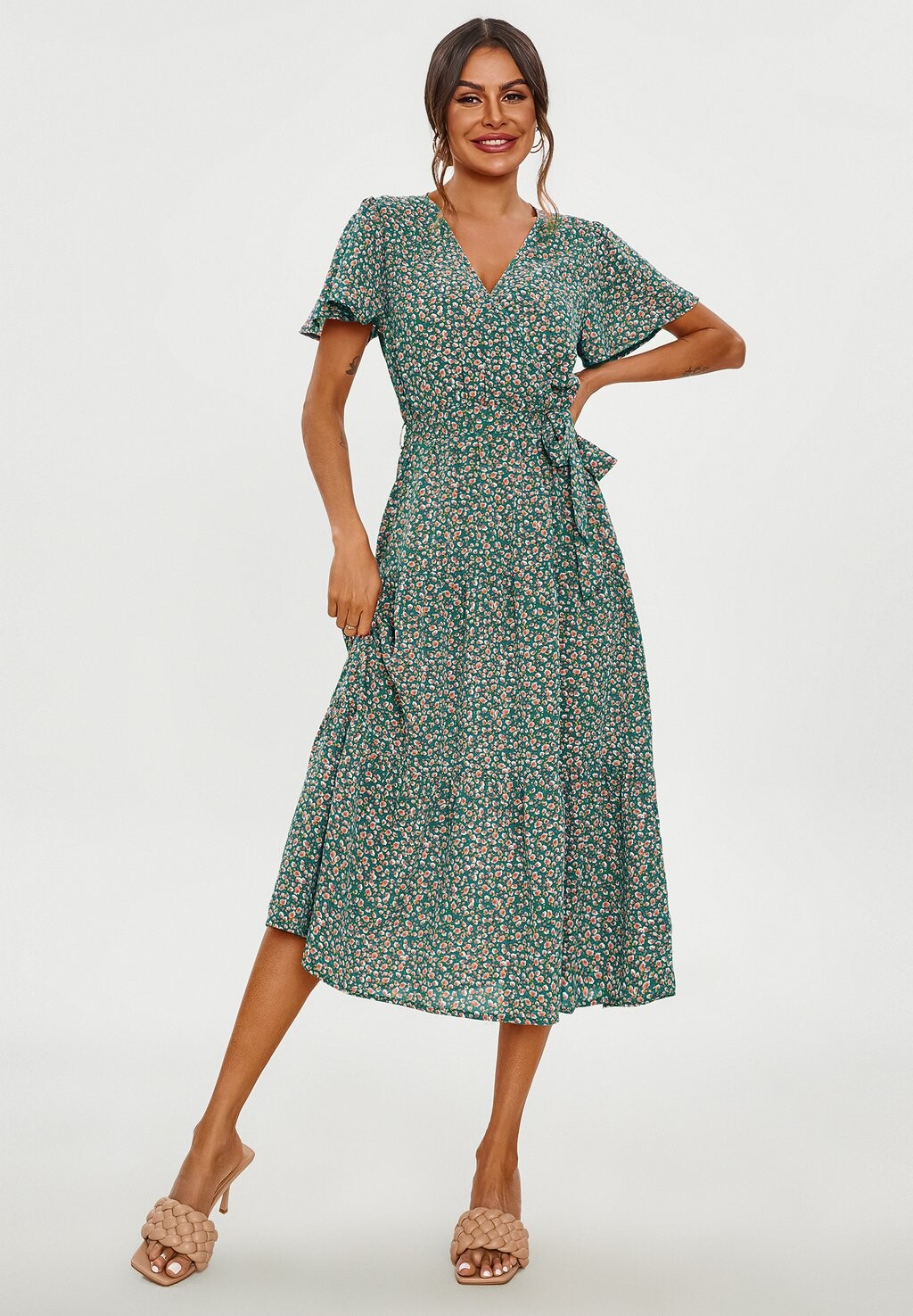 

Дневное платье HEM TIERED WRAP NECKLINE MIDI WITH SPLIT LEG FS Collection, цвет multicolour