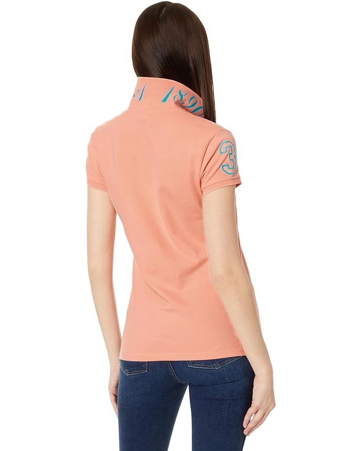 

Поло U.S. POLO ASSN. Neon Logos Short Sleeve Polo Shirt, цвет Papaya