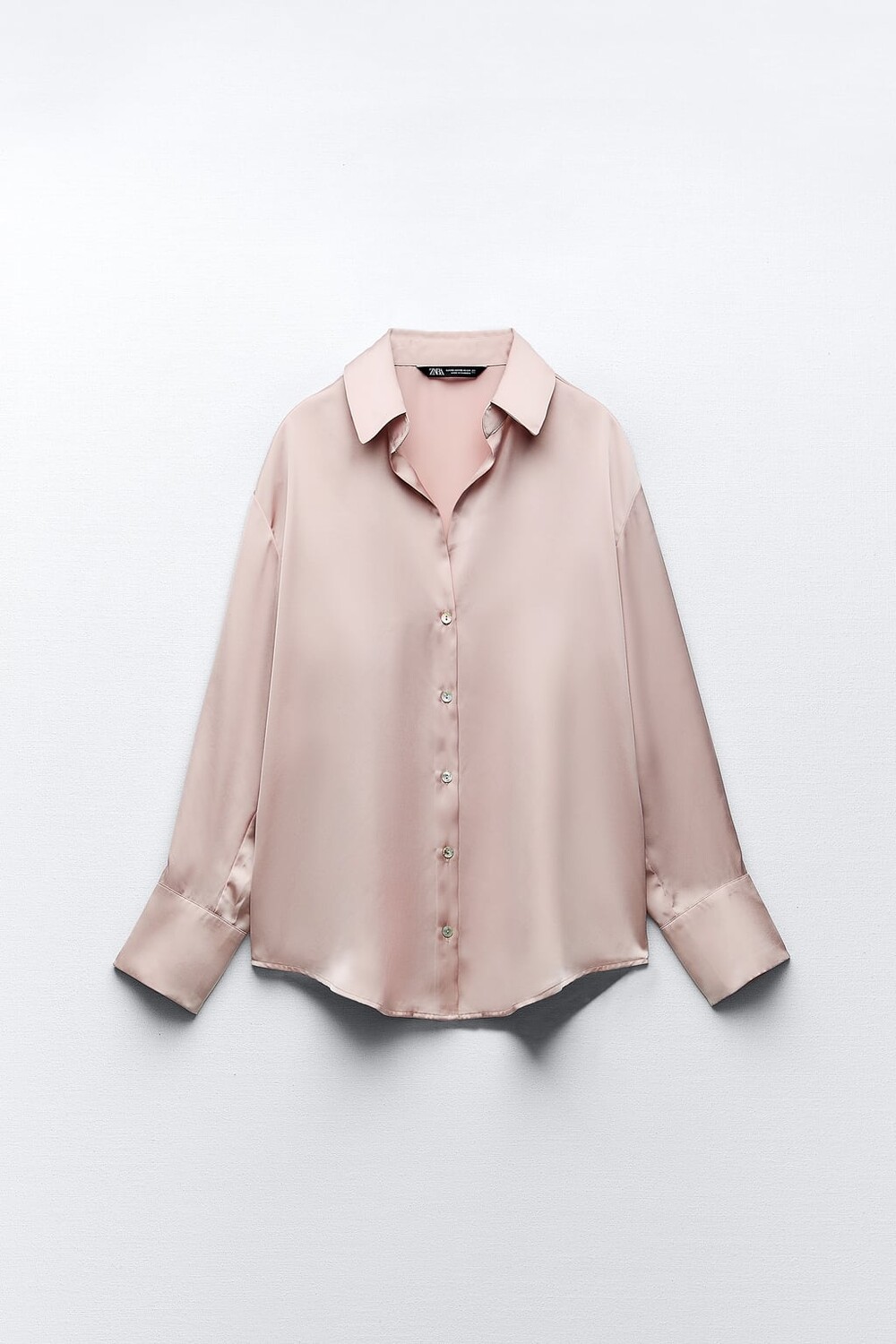 

Рубашка из струящегося атласа ZARA, розовый