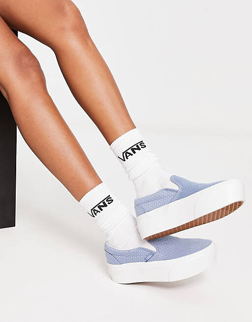 

Синие вязаные кроссовки Vans Classic Slip-On Stackform